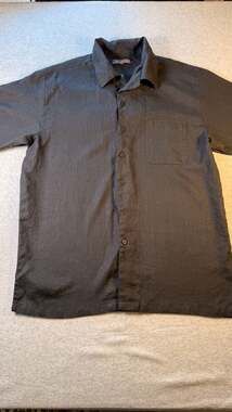 Bagazio Mens Black 100% Linen Short Sleeve Button Down Casual Shirt Size L